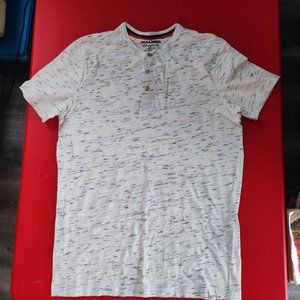 Jack & Jones Original 1/4 button up T-shirt white grey men's size L